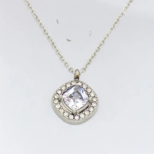 Ατσάλινο κολιέ ροζέτα χρώμα ασημί (N3148) - charmy.gr