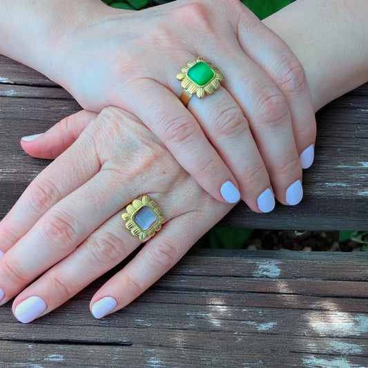 Ατσάλινο ρυθμιζόμενο δαχτυλίδι με μωβ πέτρα ζιργκόν (R3003) - charmy.gr