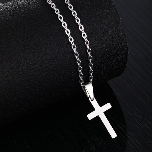 Ατσάλινος σταυρός 2.1 εκατοστά χρώμα ασημί (N1364) - necklace - charmy.gr