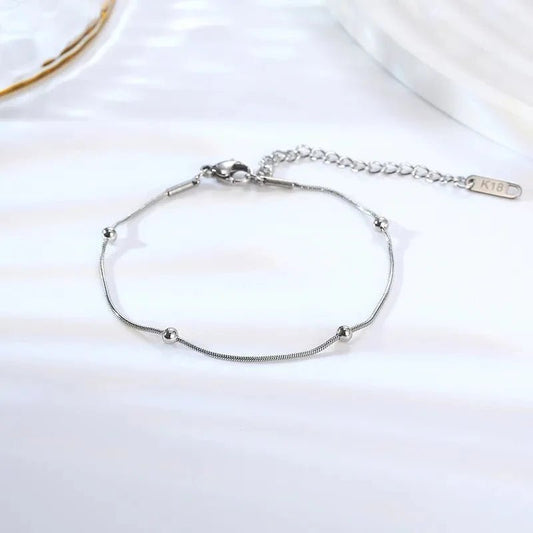 Βραχιόλι ατσάλινο με μεταλλικές χάντρες (B1586) - charmy.gr