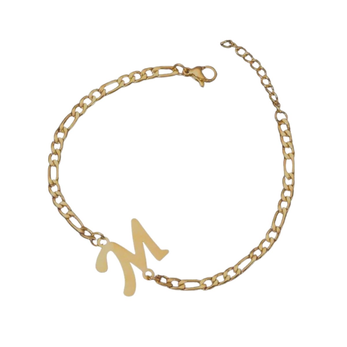 Βραχιόλι ατσάλινο ρυθμιζόμενο με αρχικό γράμμα M (B1194)