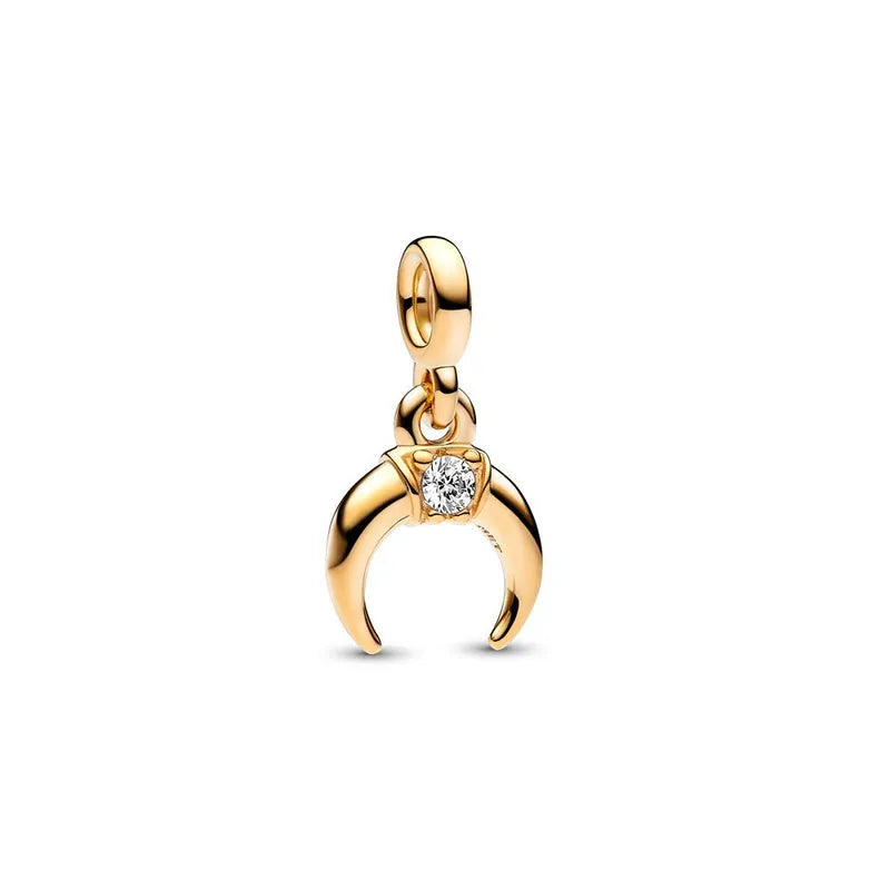 Charm φεγγάρι με λευκή πέτρα (C1369)