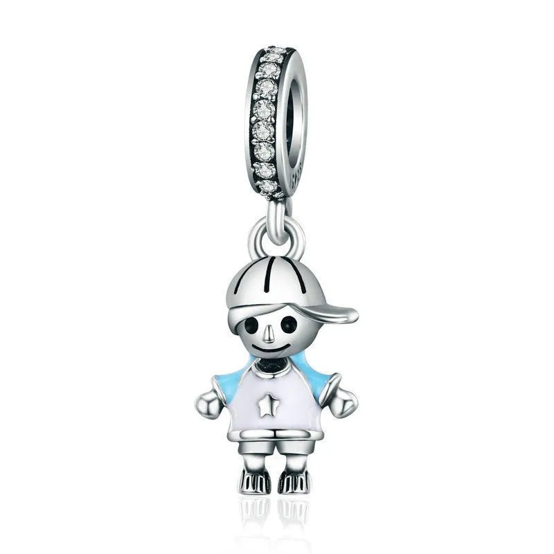 Charm Αγοράκι από Ασήμι 925 με Σμάλτο & Ζιργκόν (C1264) - charmy.gr