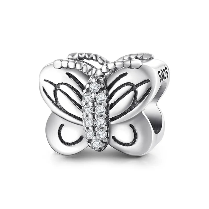 Charm από ασήμι 925 πεταλούδα με ζιργκόν (C1114) - charmy.gr