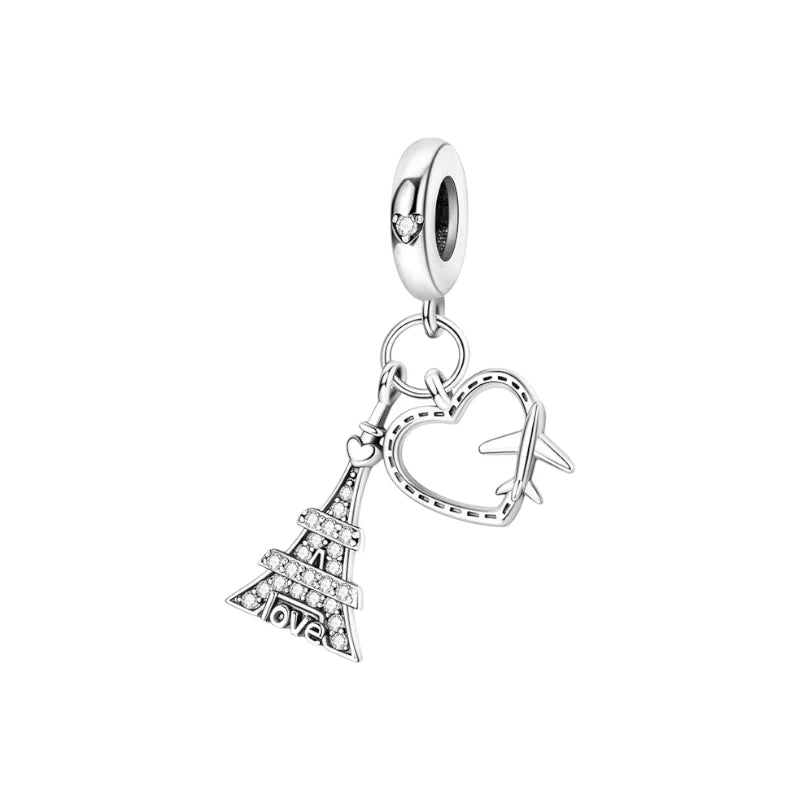 Charm από ασήμι 925 πύργος του Άιφελ καρδιά (C1128) - charmy.gr