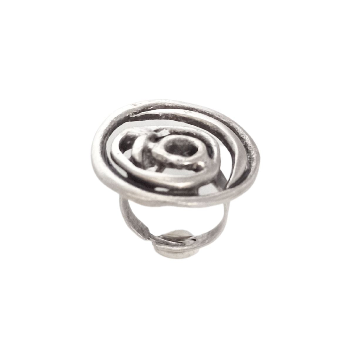 Δαχτυλίδι boho ρυθμιζόμενo με στριφογυριστή σχεδίαση επαργυρωμένο (R1300) - charmy.gr