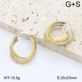 Κρίκοι σκουλαρίκια ατσάλι δίχρωμοι 25x23mm (E3360)