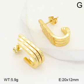 Σκουλαρίκια ατσάλι χρυσά ανάγλυφα 20x12mm (E3364)