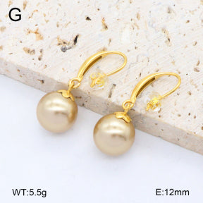 Σκουλαρίκια ατσάλι χρυσά με πέρλα 2.5 cm (E3368)