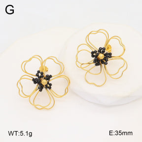 Σκουλαρίκια ατσάλι χρυσά λουλούδι 3.5 cm (E3384)