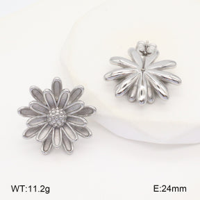 Σκουλαρίκια ατσάλι ασημί λουλούδι 2.4cm (E3390)