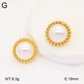 Σκουλαρίκια ατσάλι χρυσά με πέρλα 1.9cm (E3403)