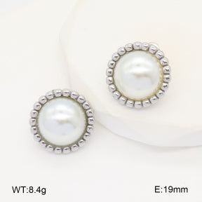 Σκουλαρίκια ατσάλι χρώμα ασημί με πέρλα 1.9cm (E3404)