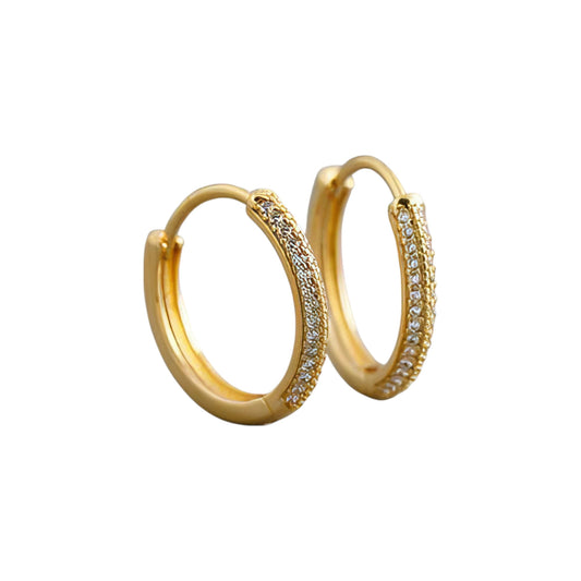 Επιχρυσωμένα Ασημένια 925 Σκουλαρίκια με Ζιργκόν 1.9cm (SE040) - charmy.gr