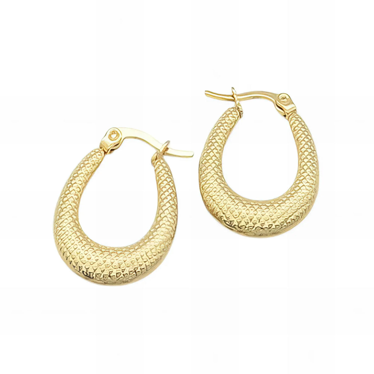 Επιχρυσωμένα Ατσάλινα Σκουλαρίκια Κρίκοι με Ανάγλυφο Σχέδιο 1.8cm (E3222) - charmy.gr