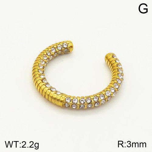 Επιχρυσωμένο Ατσάλινο Δαχτυλίδι Ανοιχτό με Ζιργκόν (R3124) - charmy.gr