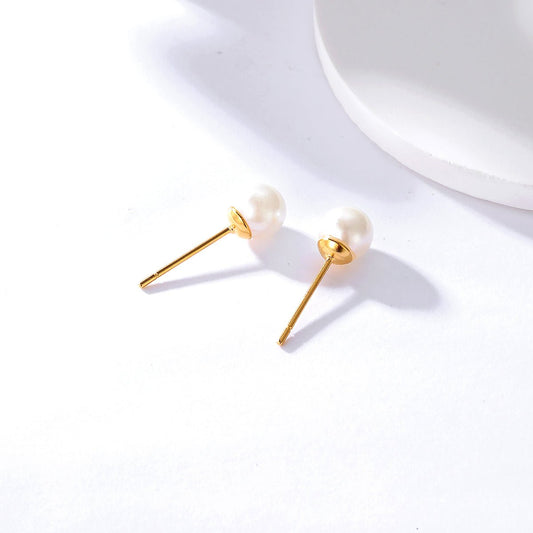 Γυναικεία σκουλαρίκια καρφωτά ατσάλινα με τεχνητή πέρλα (E1009) - Earrings - charmy.gr