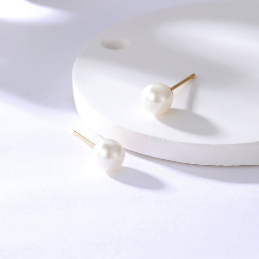 Γυναικεία σκουλαρίκια καρφωτά ατσάλινα με τεχνητή πέρλα (E1009) - Earrings - charmy.gr