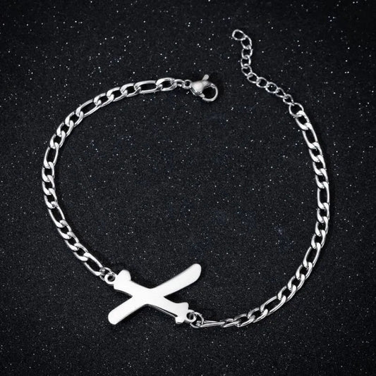 Γυναικείο ατσάλινο βραχιόλι με αρχικό γράμμα X χρώμα ασημί ρυθμιζόμενο (B1216) - charmy.gr
