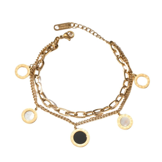 Γυναικείο βραχιόλι ατσάλινο ρυθμιζόμενο χρυσό με διπλή αλυσίδα (B1031) - Bracelets - charmy.gr