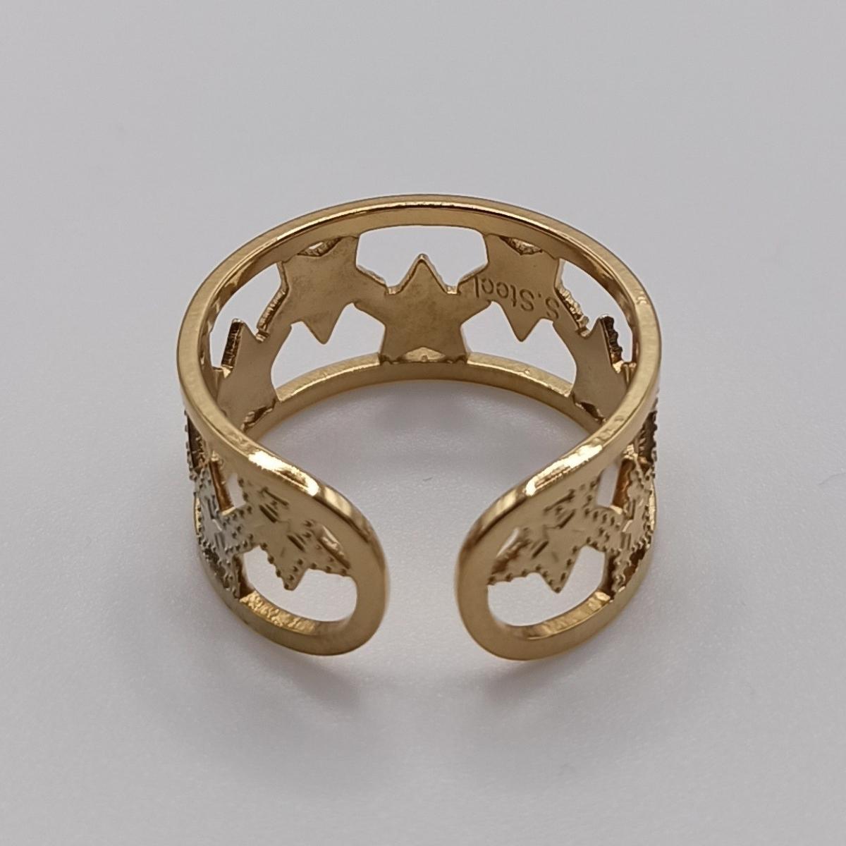 Γυναικείο δαχτυλίδι ατσάλινο ρυθμιζόμενο με αστέρια (R1044)