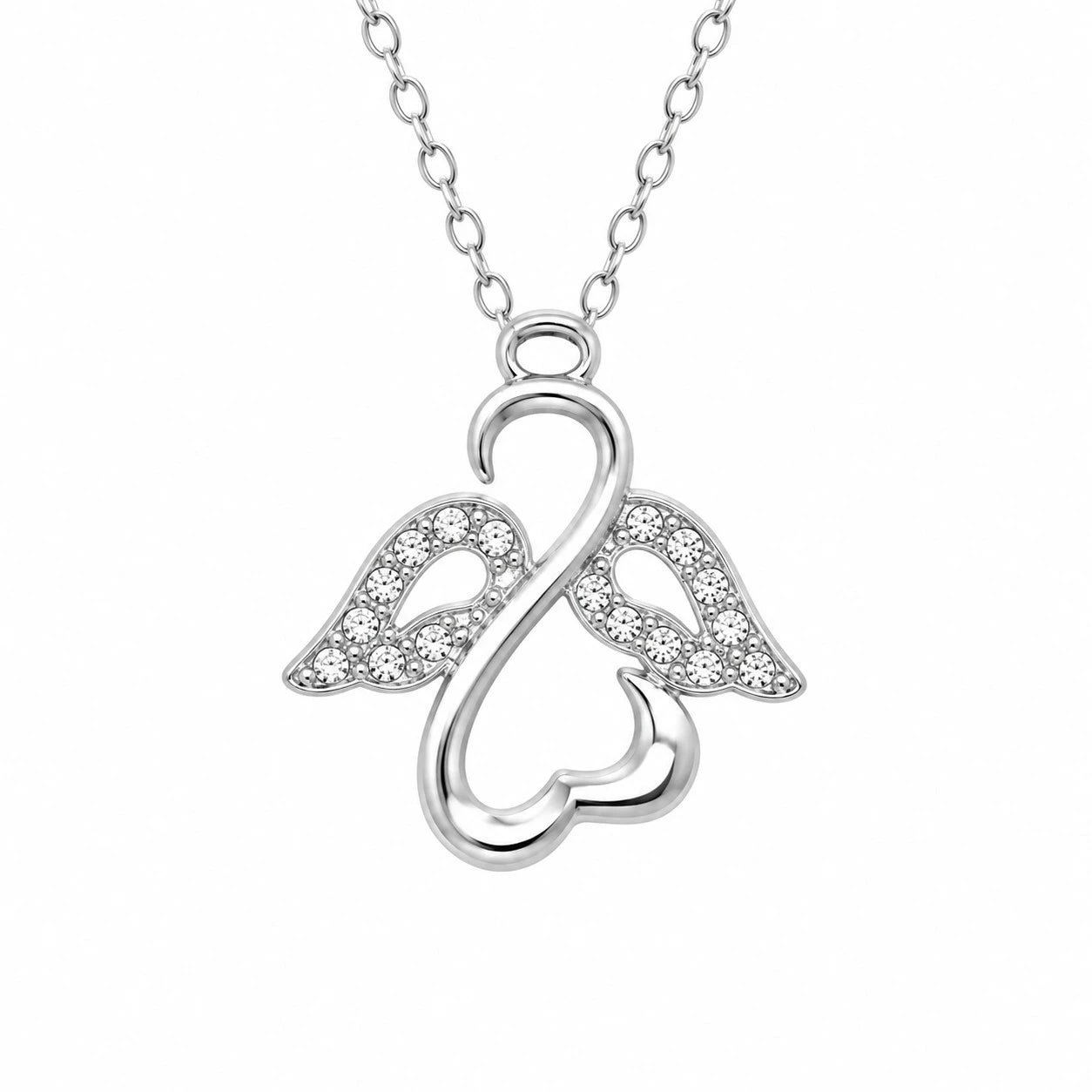 Ασημένιο κολιέ 925 αγγελάκι με κρύσταλλα Swarovski (J1013)