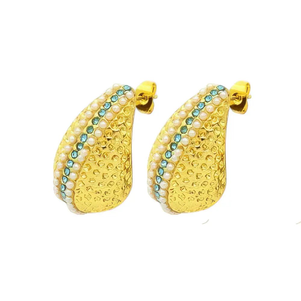 Καρφωτά Σκουλαρίκια με Πέρλες και Ζιργκόν 2.8cm (E3231) - charmy.gr