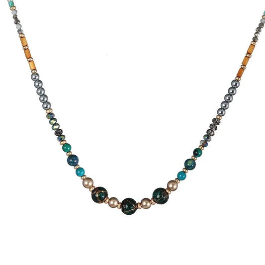 Κολιέ από κράμα μετάλλων με χάντρες και πέρλες (N1700) - charmy.gr