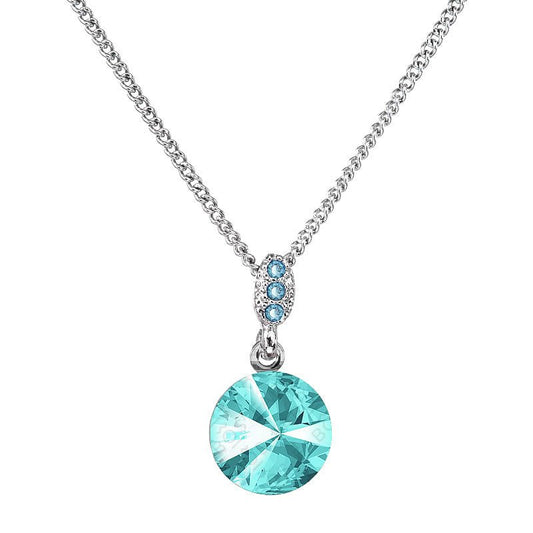 Κολιέ από ορείχαλκο με κρύσταλλα Swarovski® aquamarine (F1076) - charmy.gr