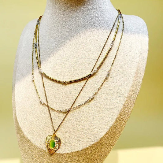 Κολιέ ατσάλινο τριπλό επιχρυσωμένο (N1519) - charmy.gr
