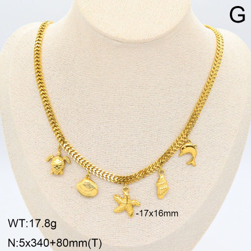 Κολιέ ατσάλι χρυσό με charms (N3434)