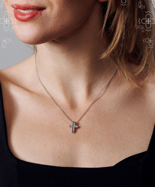 Σταυρός από ορείχαλκο 2cm με κρύσταλλα Swarovski (F1120) - charmy.gr