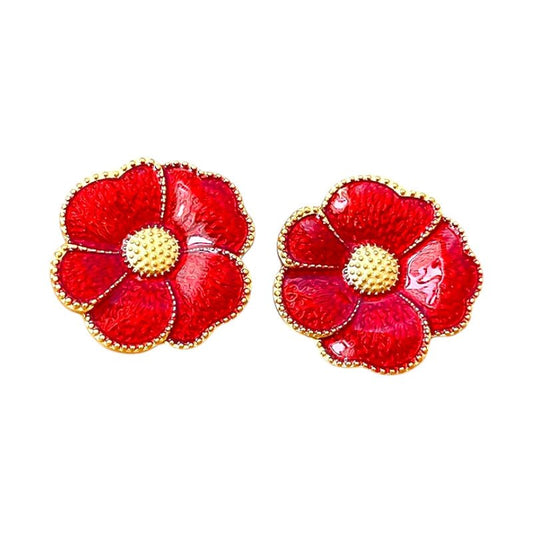 Χάλκινα καρφωτά σκουλαρίκια λουλούδι 3cm (Ε1580) - charmy.gr