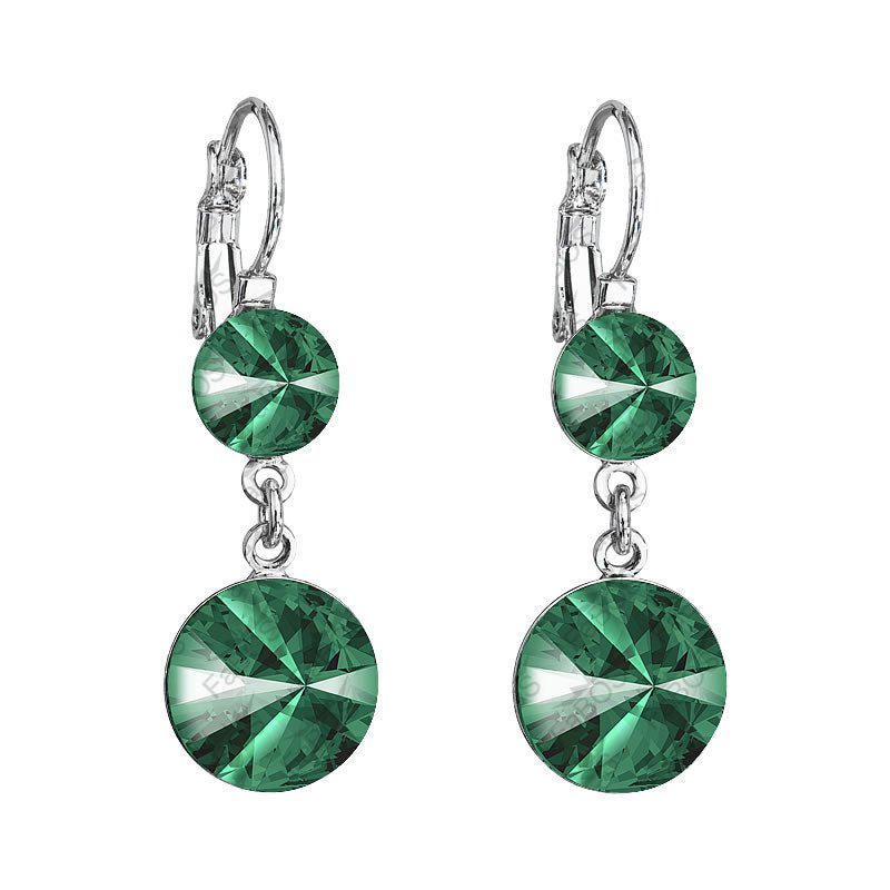 Κρεμαστά σκουλαρίκια με πράσινα κρύσταλλα Swarovski 4cm (F1070)