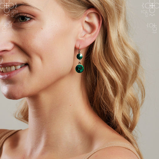 Κρεμαστά σκουλαρίκια με πράσινα κρύσταλλα Swarovski 4cm (F1070)