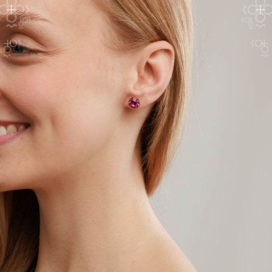 Χειροποίητα σκουλαρίκια καρφωτά με κρύσταλλο swarovski 0.9cm (F1038)