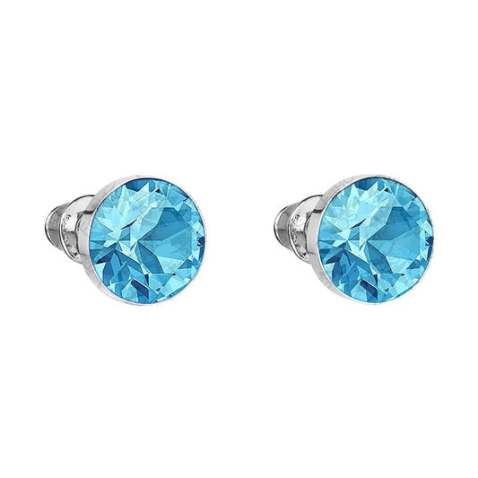 Σκουλαρίκια καρφωτά με κρύσταλλο swarovski σε χρώμα aquamarine 0.9cm (F1064)