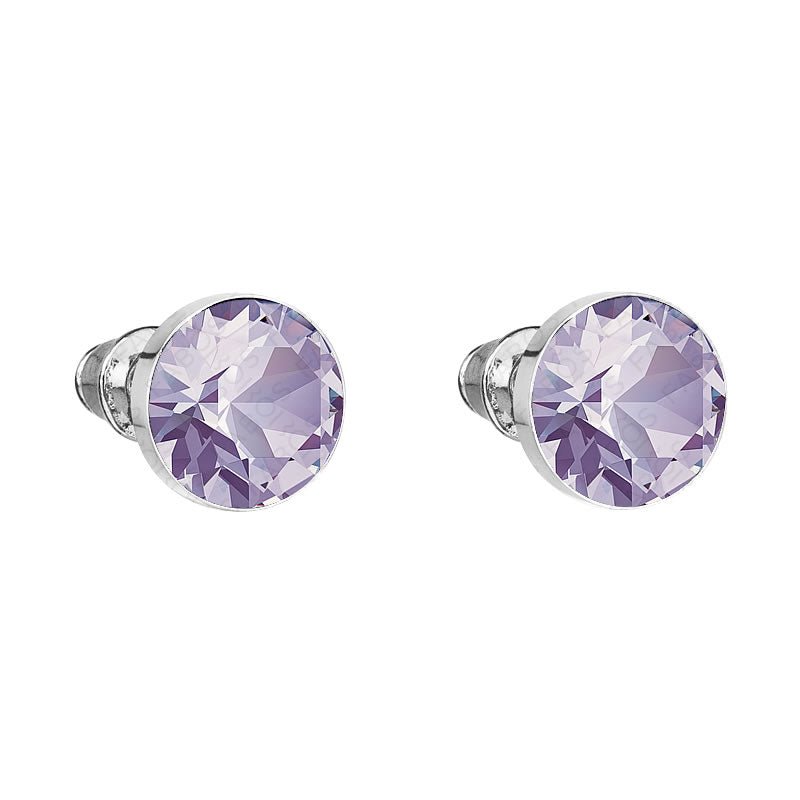 Σκουλαρίκια καρφωτά με κρύσταλλο swarovski χρώμα βιολετί 0.9cm (F1040)