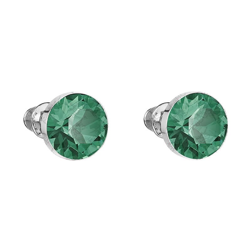 Σκουλαρίκια καρφωτά με κρύσταλλο swarovski χρώμα σμαραγδί 0.9cm (F1041)