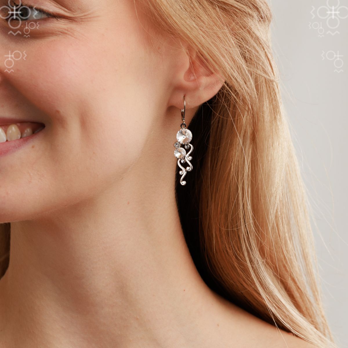 Σκουλαρίκια κρεμαστά με κρύσταλλα swarovski 4.5cm (F1051)