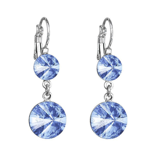 Σκουλαρίκια με κρύσταλλα swarovski χρώμα ζαφείρι 0.9cm (F1074)