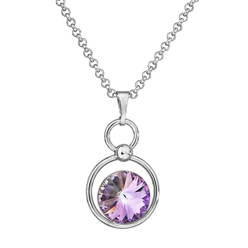 Χειροποίητο κολιέ κυκλικό με μωβ κρύσταλλο swarovski (F1017)