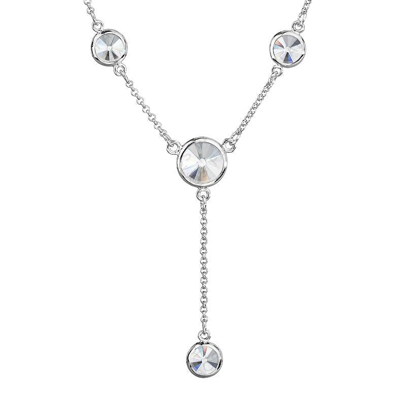 Χειροποίητο κολιέ με κρύσταλλα Swarovski σε διαφανές χρώμα (F1010)