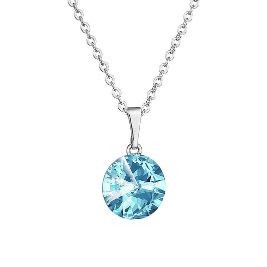 Χειροποίητο κολιέ με κρύσταλλα Swarovski σε χρώμα aquamarine (F1002)