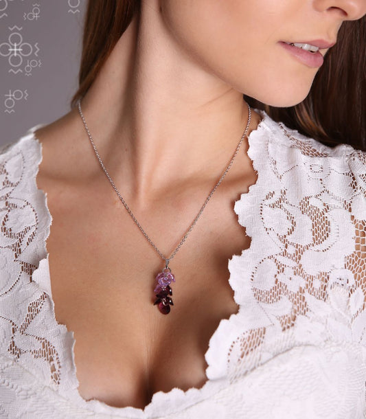 Χειροποίητο κολιέ με πολλαπλά κρύσταλλα swarovski (F1035) - charmy.gr