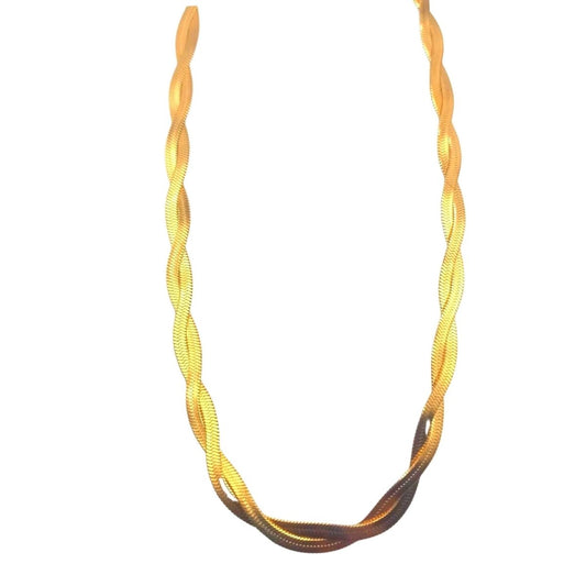 Τσόκερ από ατσάλι με χρυσή αλυσίδα πλεκτή επιχρυσωμένη 18k (N1025) - Necklaces - charmy.gr