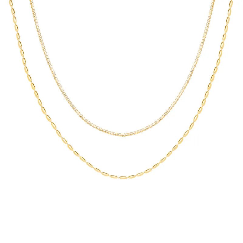 Αλυσίδα λαιμού ατσάλινη διπλή επιχρυσωμένη (N1419) - necklace - charmy.gr