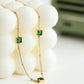Γυναικεία αλυσίδα λαιμού ατσάλινη με πράσινες πέτρες ζιργκόν επιχρυσωμένη (N1385) - necklace - charmy.gr