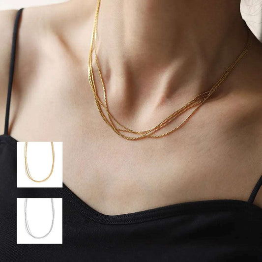 Γυναικεία αλυσίδα λαιμού ατσάλινη τετραπλή επιχρυσωμένη 18k (N1341) - necklace - charmy.gr