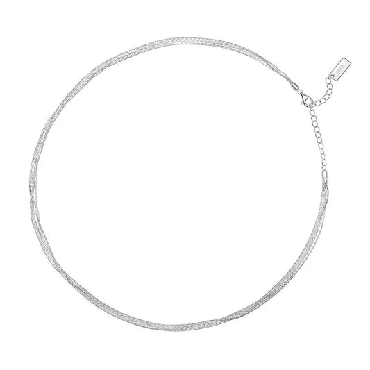 Αλυσίδα λαιμού ατσάλινη τετραπλή χρώμα ασημί (N1445) - necklace - charmy.gr